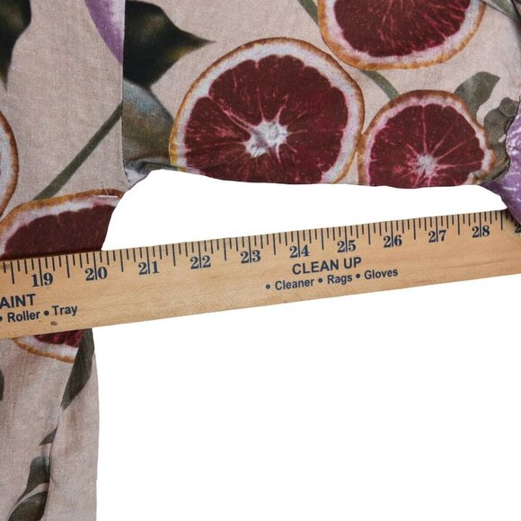 Parfois Fruit Print Kimono Jacket Linen Blend M Relaxed Open Front Tropical - Picture 7 of 9